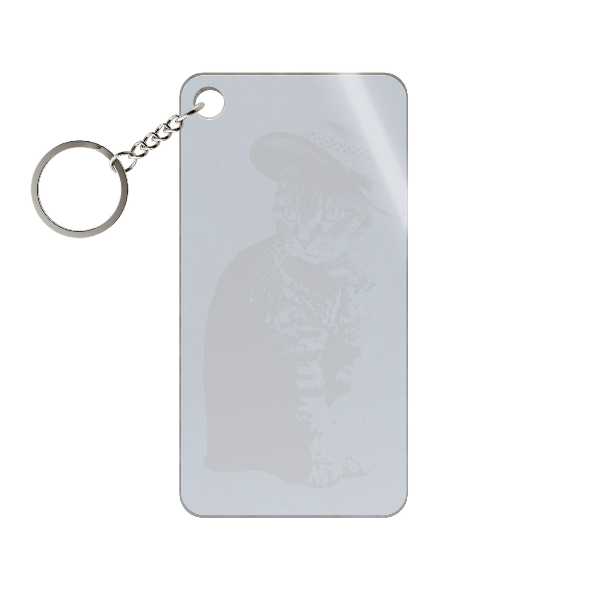Grey Tabby Cat Keychain - Cute Pet Acrylic Charm