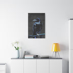 Blue Crow Canvas Wall Art - Surreal Raven Bird Decor