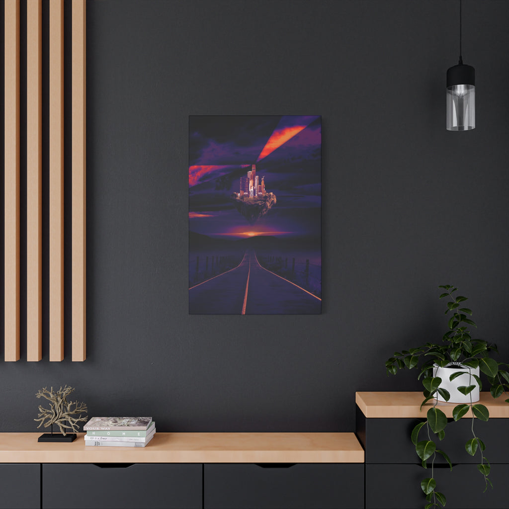 Abandoned City Canvas Wall Art - Sci-Fi Desert Ruins Decor