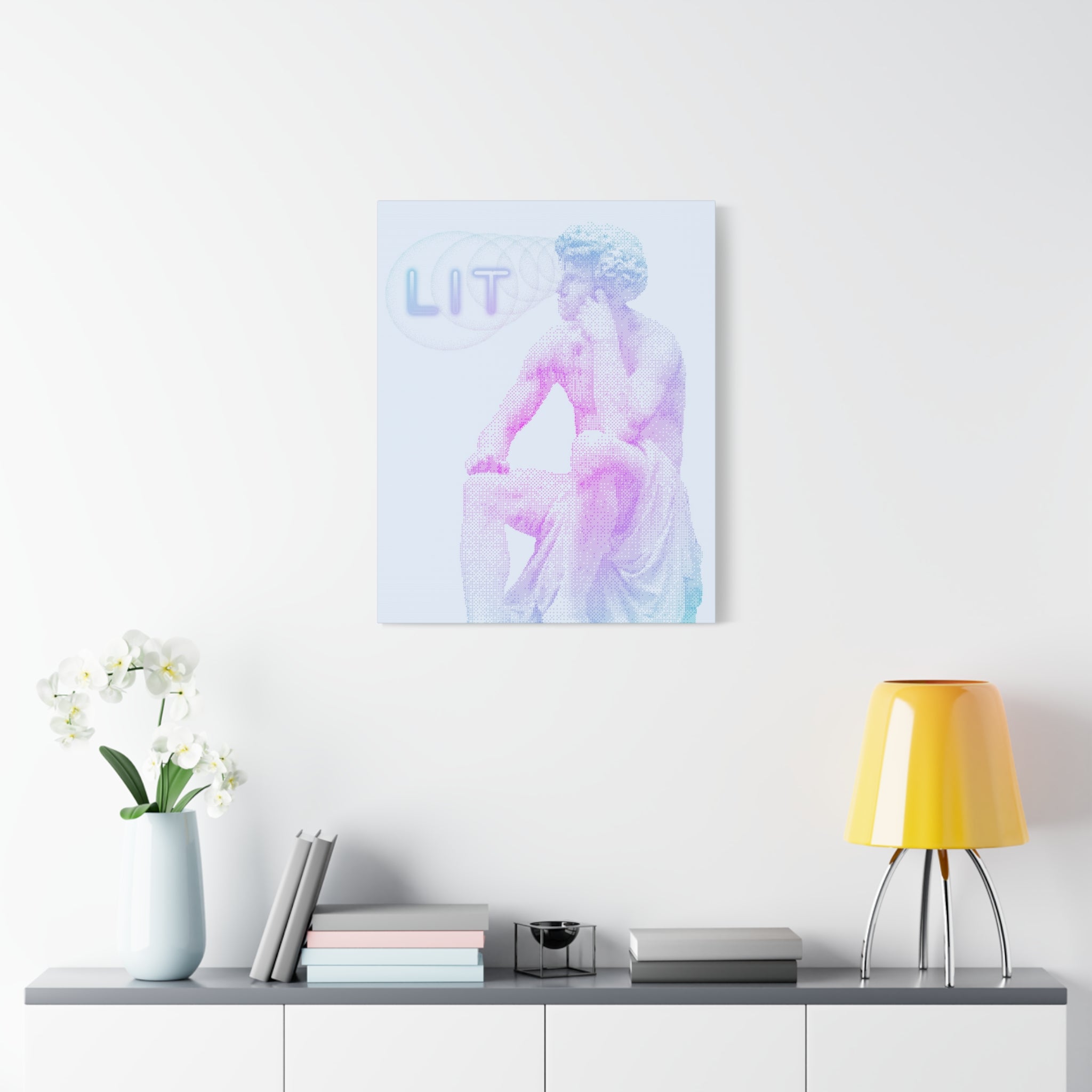 Lit Thinker Canvas Wall Art - Psychedelic Abstract Portrait Decor