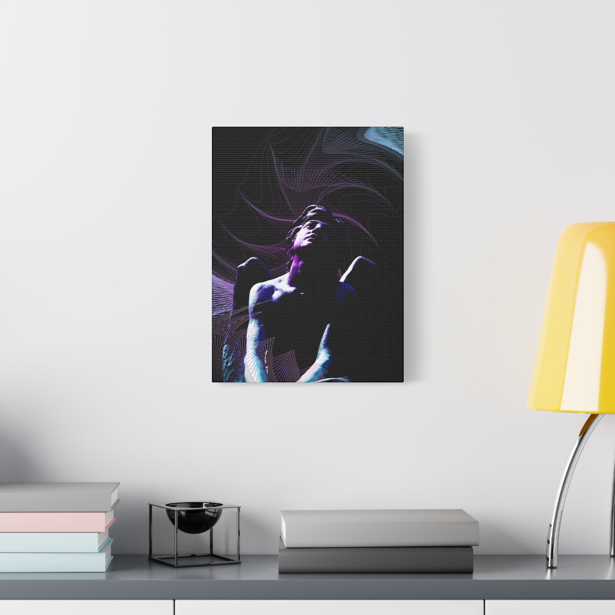 Skybound Canvas Wall Art - Surreal Angel Figure in the Clouds