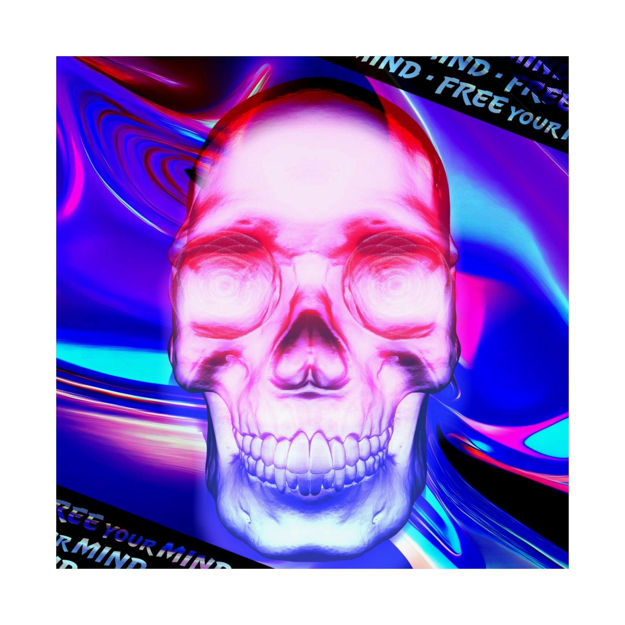 Free Your Mind Skull Poster - Psychedelic Skeleton Art Print
