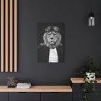 Lion in a Suit Canvas Wall Art - Modern Quirky Animal Portrait