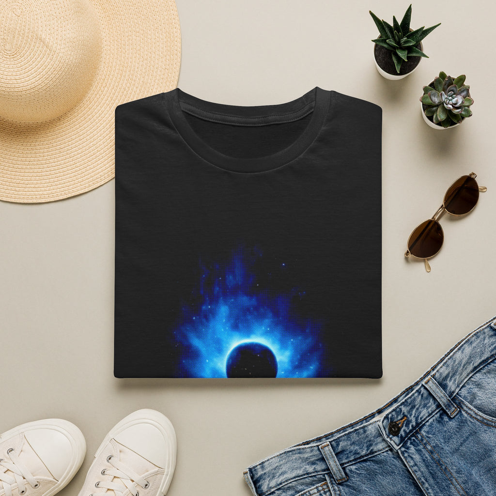 Neon Blue Space Eclipse Tee - Pastel Vaporwave Graphic Shirt