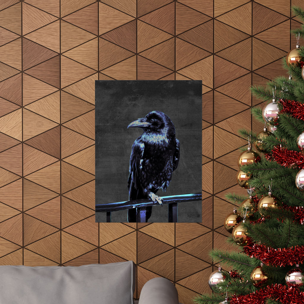 Blue Crow Poster Print - Surreal Raven Bird Art