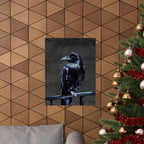 Blue Crow Poster Print - Surreal Raven Bird Art