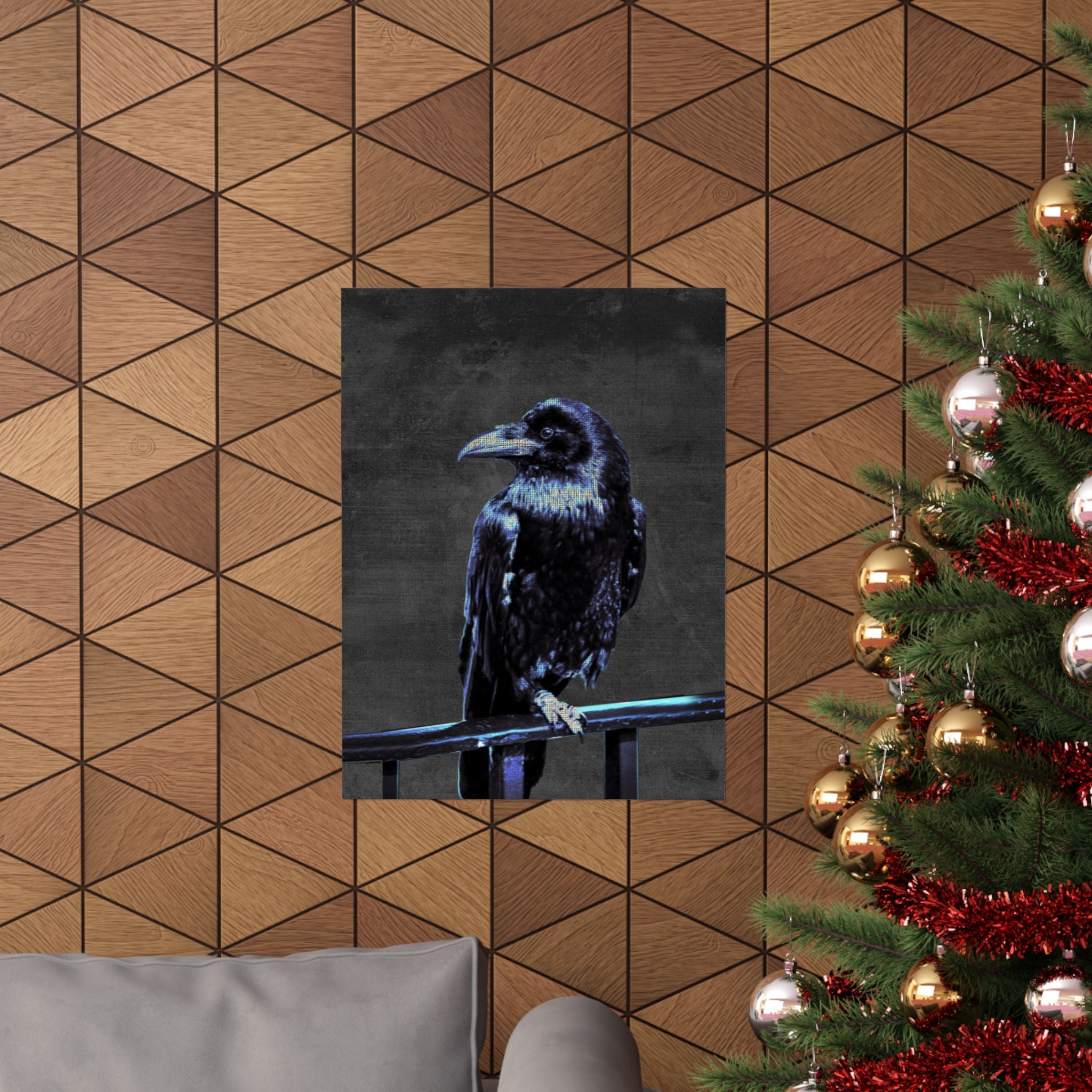 Blue Crow Poster Print - Surreal Raven Bird Art