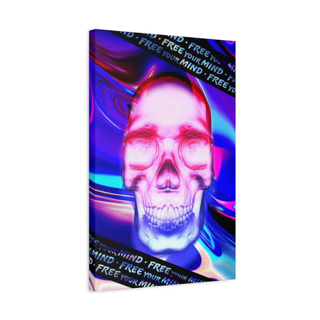 Free Your Mind Canvas Wall Art - Psychedelic Skull Portrait Decor