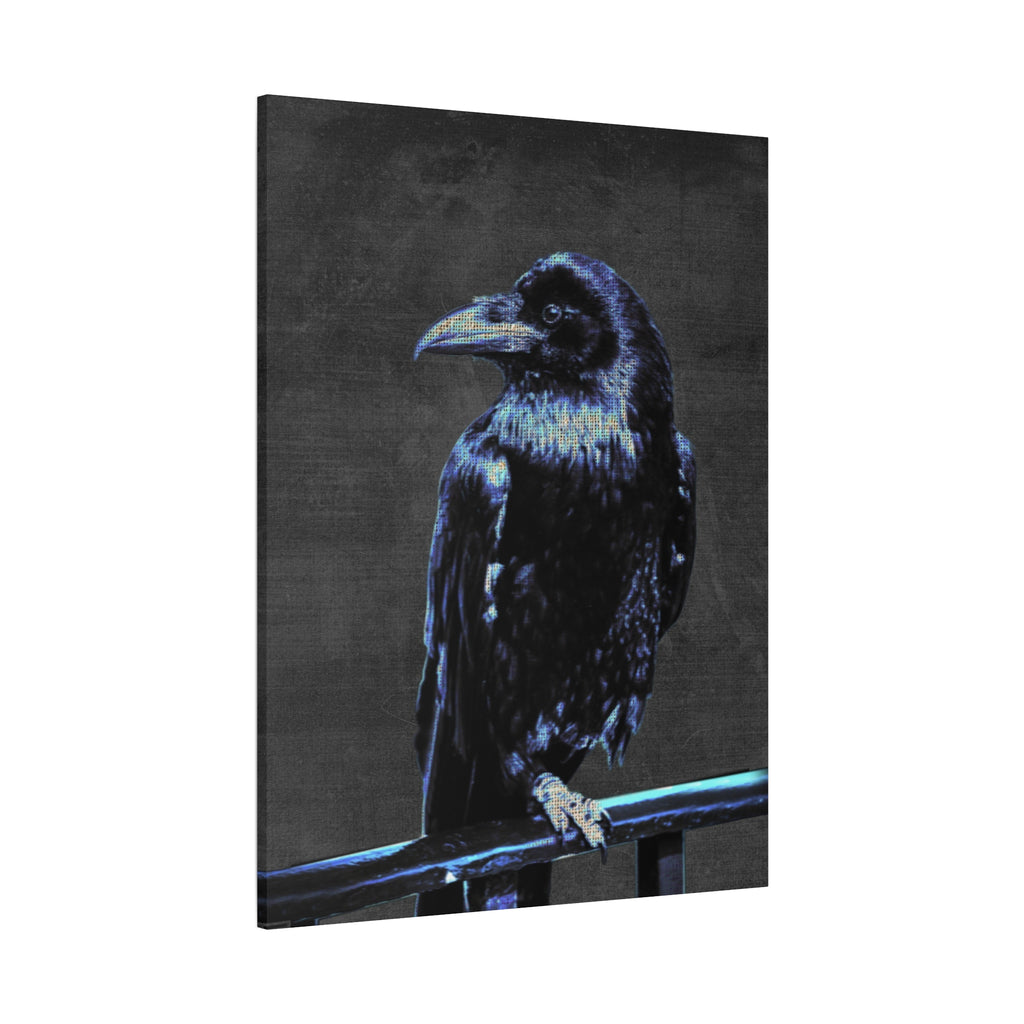 Blue Crow Canvas Wall Art - Surreal Raven Bird Decor