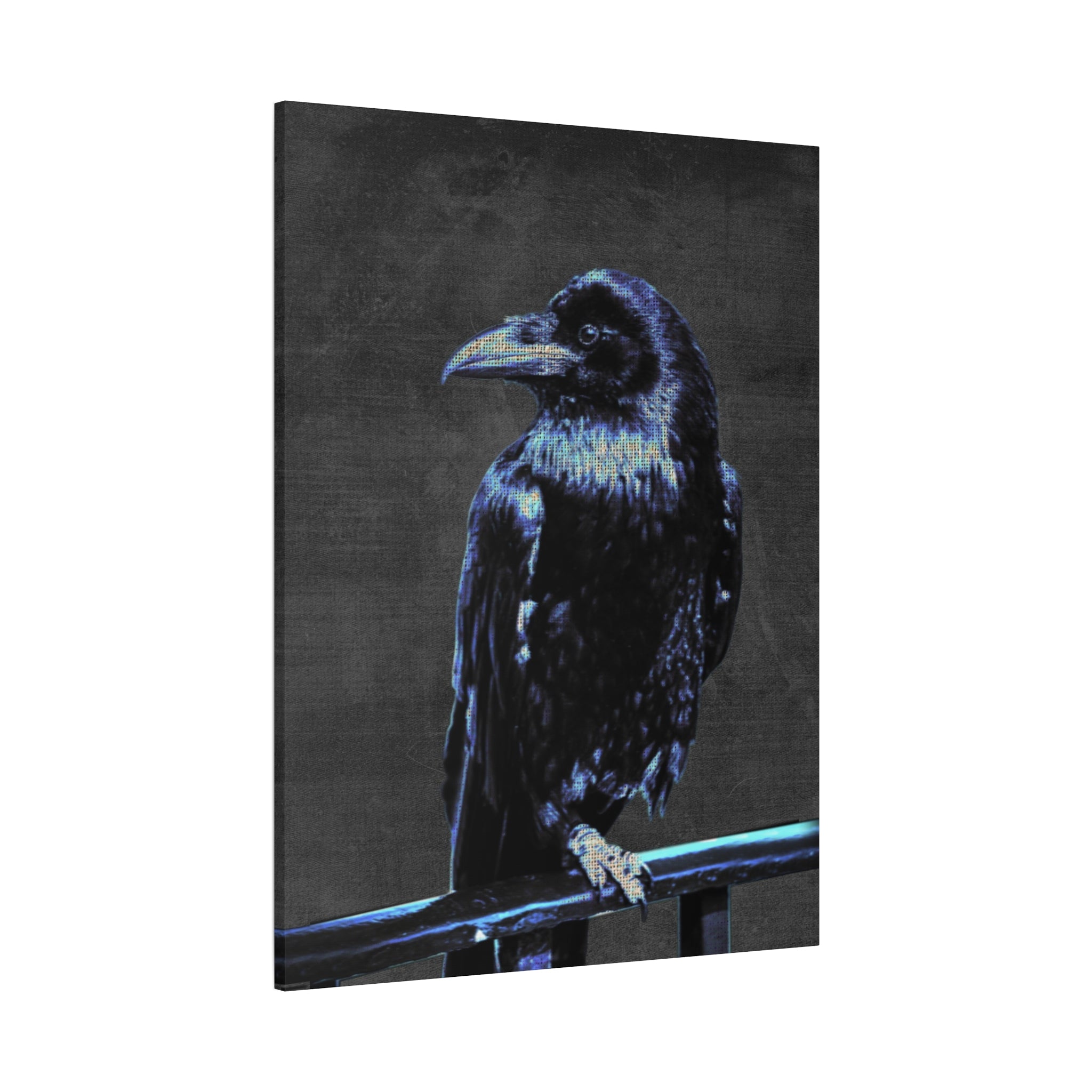 Blue Crow Canvas Wall Art - Surreal Raven Bird Decor