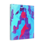 Retro Ice Cave Canvas Wall Art - Cool-Toned Glitch Winter Decor
