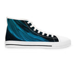 Paint Flow Blue Abstract Wave High-Top Sneakers - Teal Ocean Art