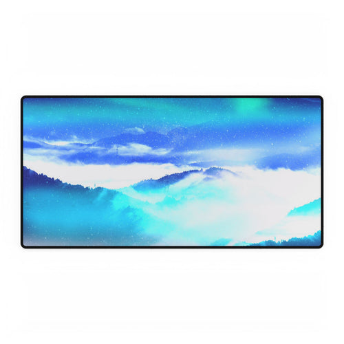 Starry Mountain Sky Desk Mat - Aurora Borealis Mouse Pad