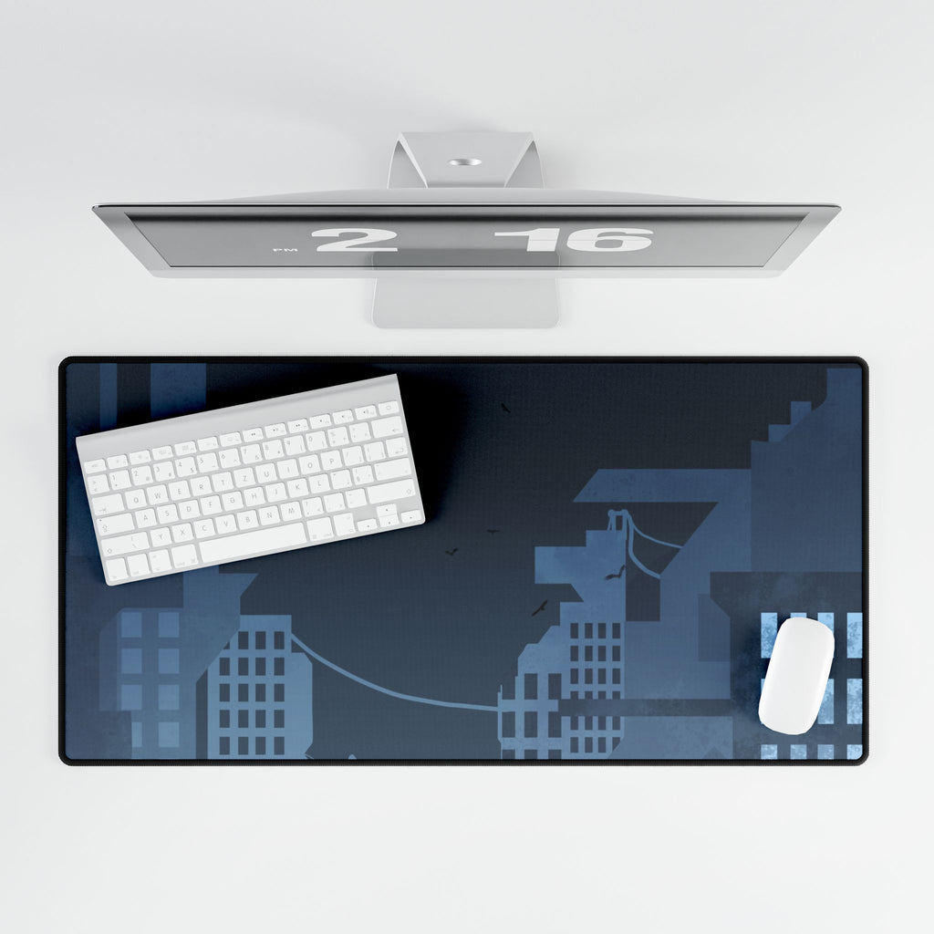 Vibrant City Lights Nightscape Gaming Desk Mat