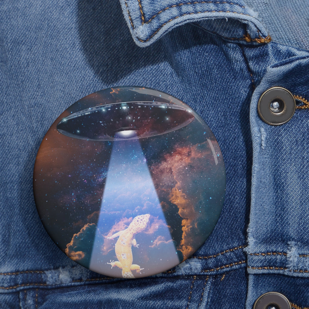 Space Lizards Pin - Lizard Ufo Art Button