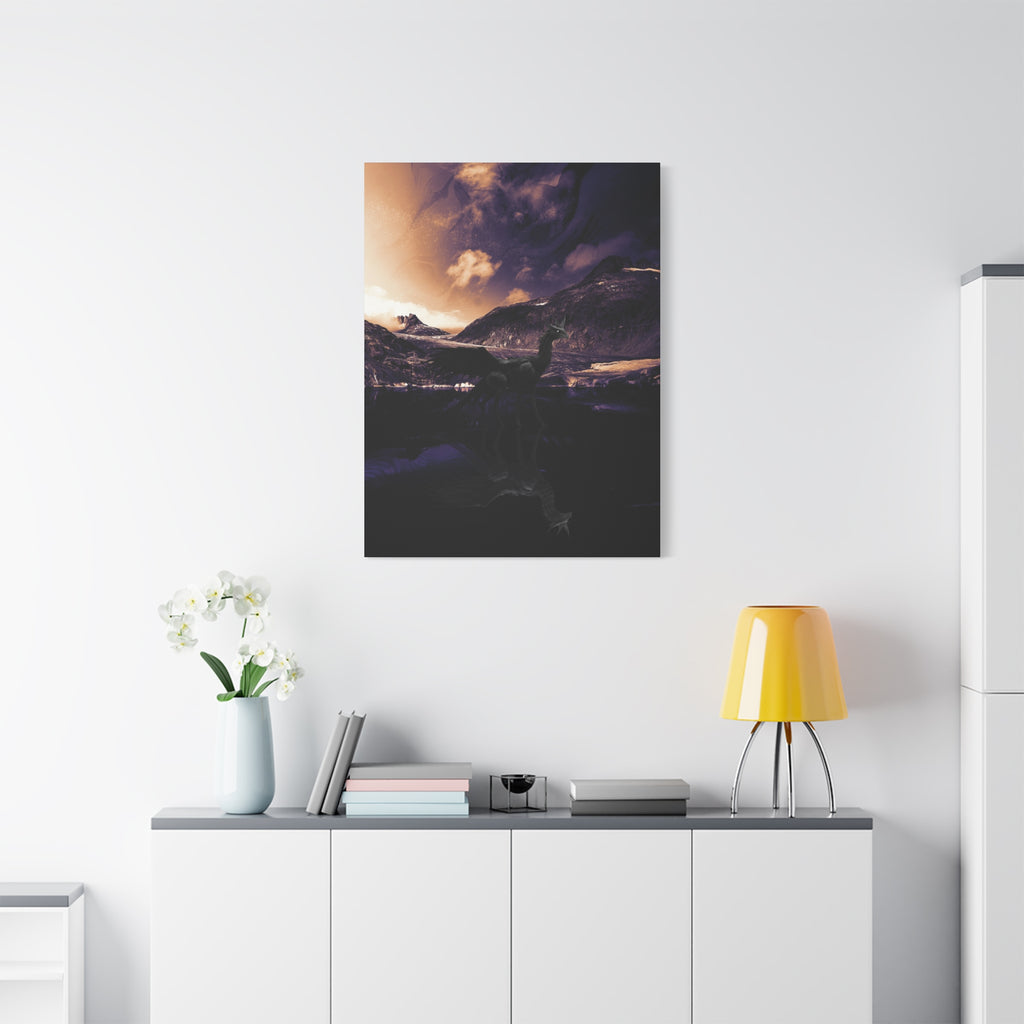 Baby Winged Dragon Canvas Wall Art - Fantasy Creature Decor