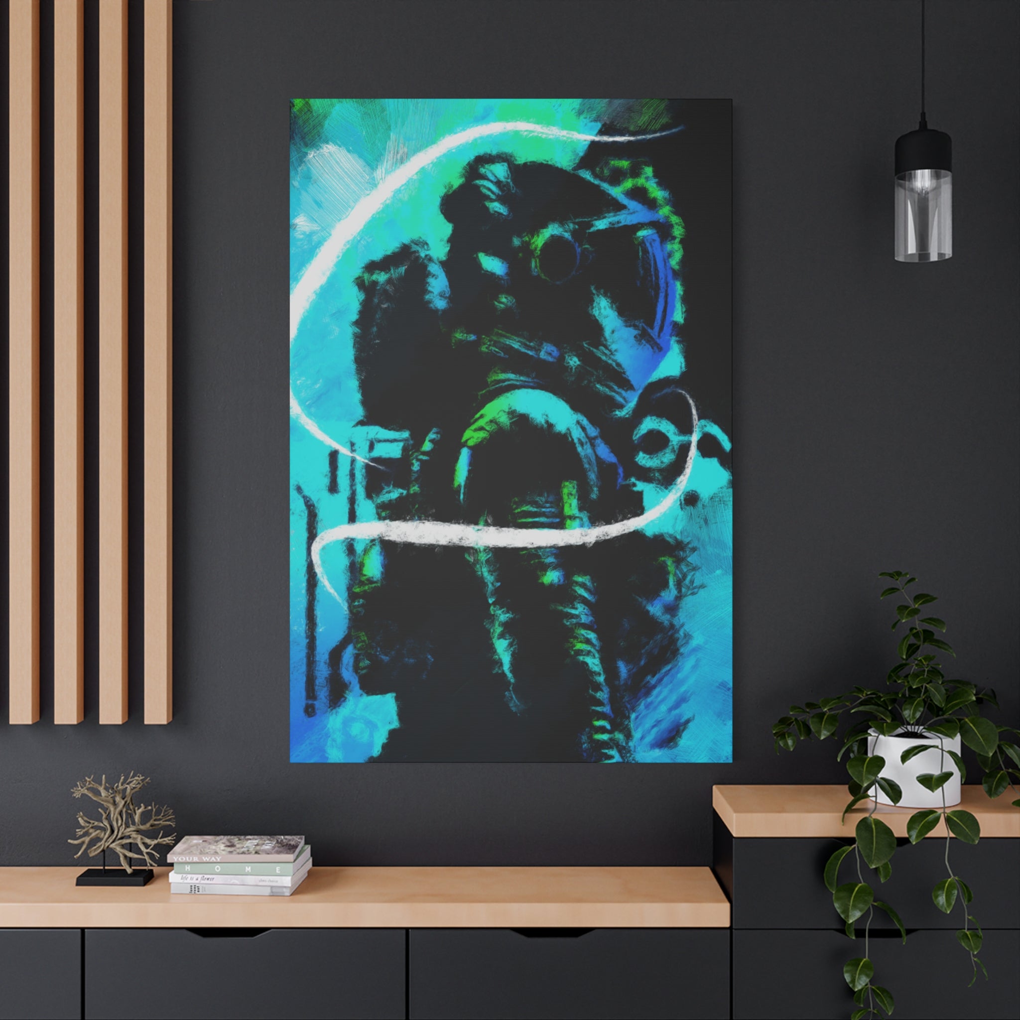 Grunge Space Man Canvas Art - Urban Graffiti Astronaut Decor