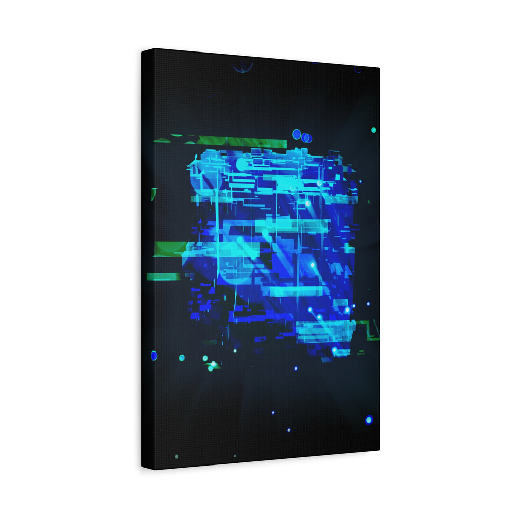 The Data Cube Sci-Fi Cyberpunk Canvas Art | Abstract Tech Futuristic Digital Wall Decor