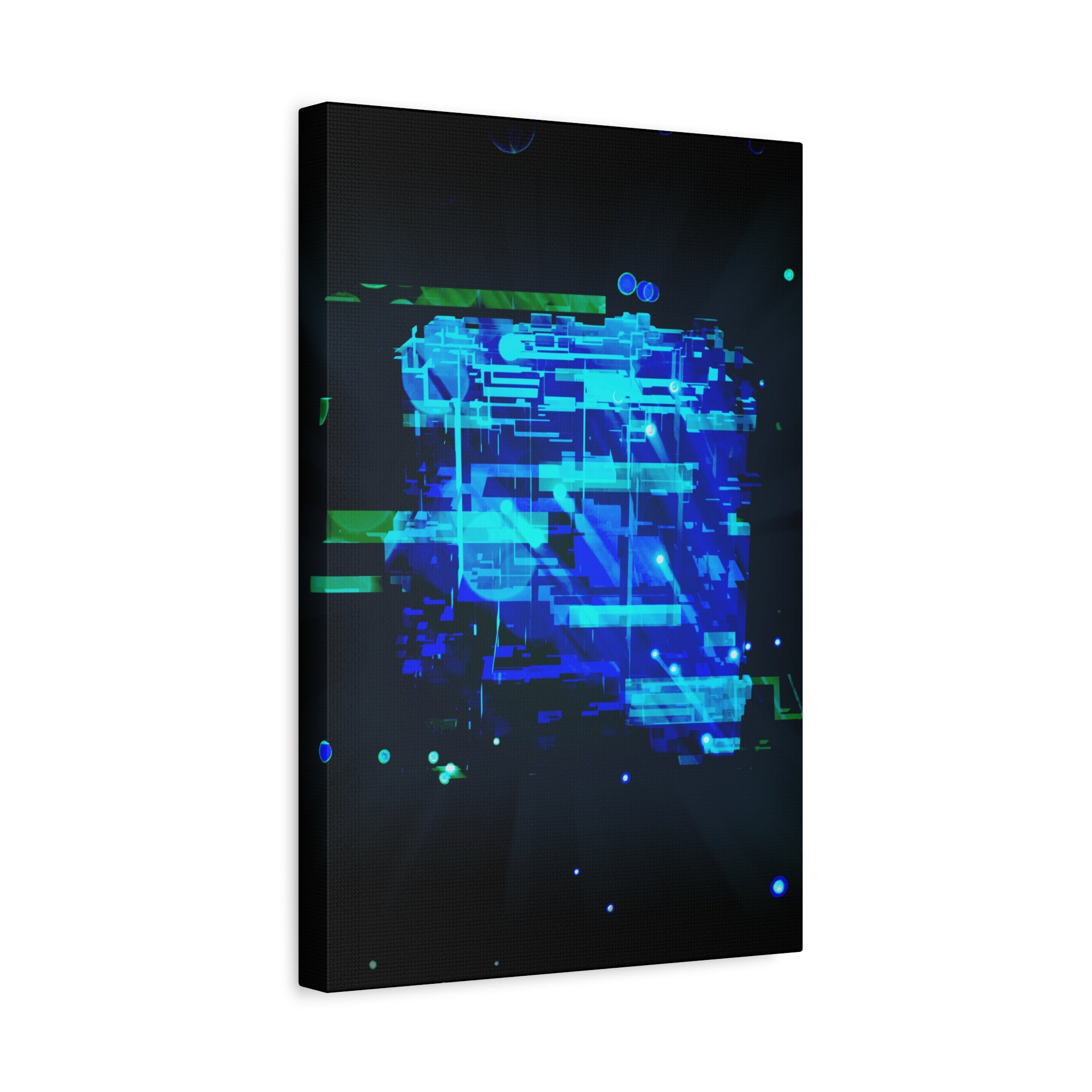 The Data Cube Sci-Fi Cyberpunk Canvas Art | Abstract Tech Futuristic Digital Wall Decor