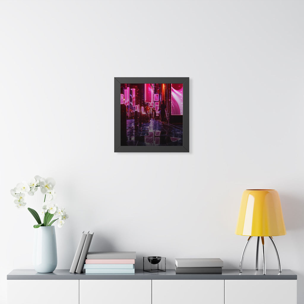 Japanese City Punk FX Framed Poster - Neon Alley Cyberpunk Art