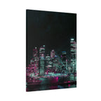Cyberpunk Harbor Canvas Wall Art - Futuristic Sci-Fi City Decor