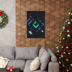 Abstract Techno Blue Poster - Cyberpunk Digital Art Print