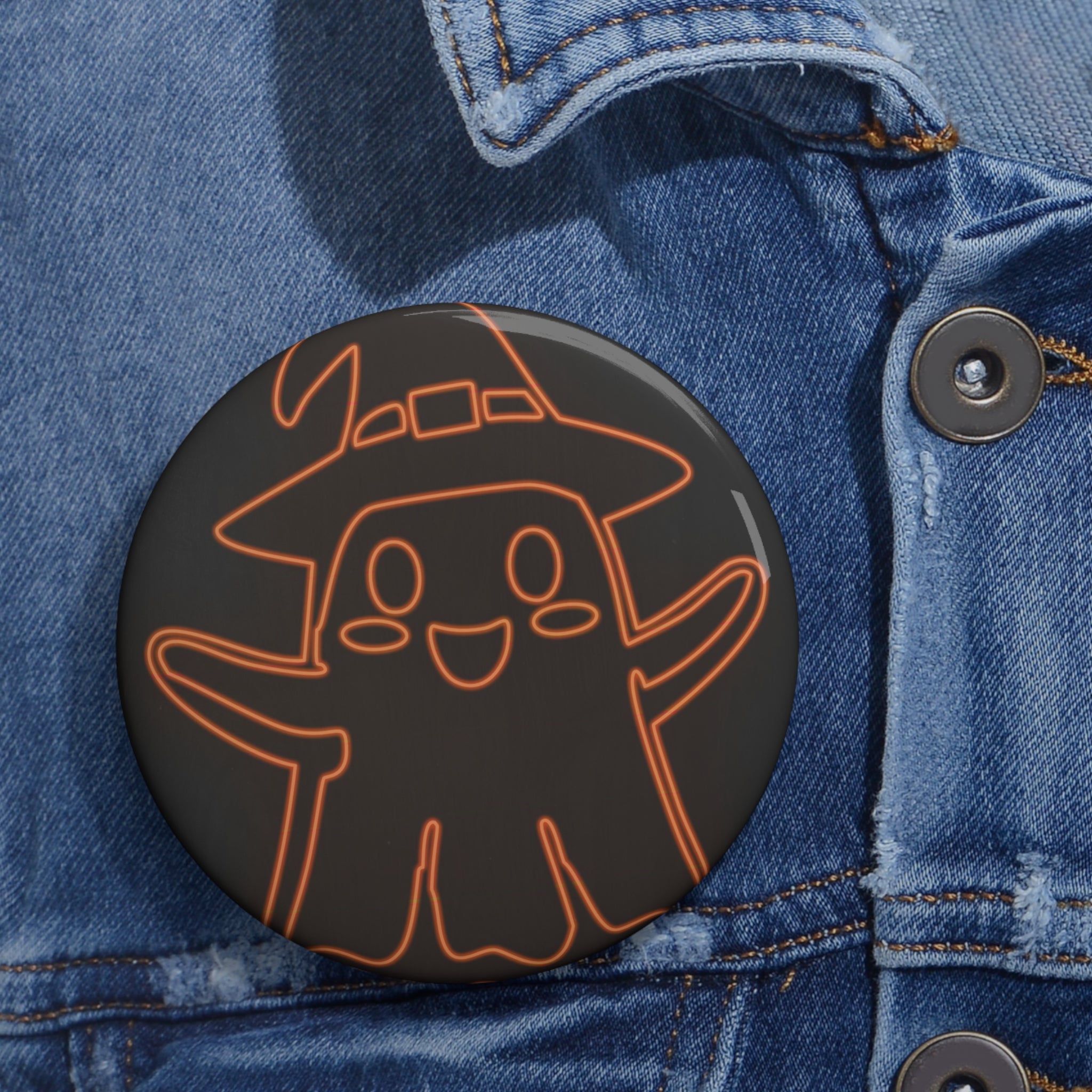 Cute Ghost Pin - Spooky Halloween Art Button