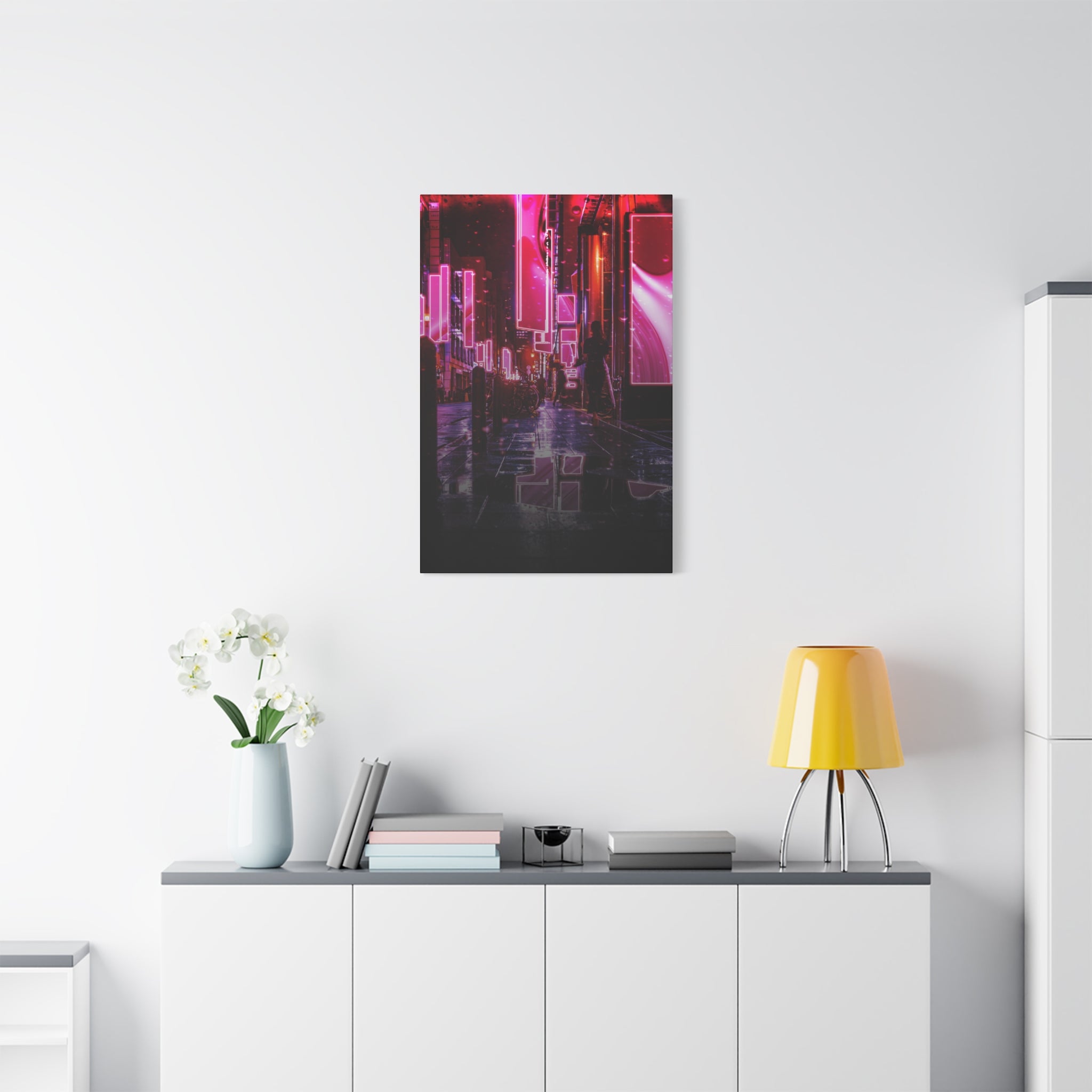 Japanese City Punk FX.3 Canvas Wall Art - Cyberpunk Tokyo Street Decor
