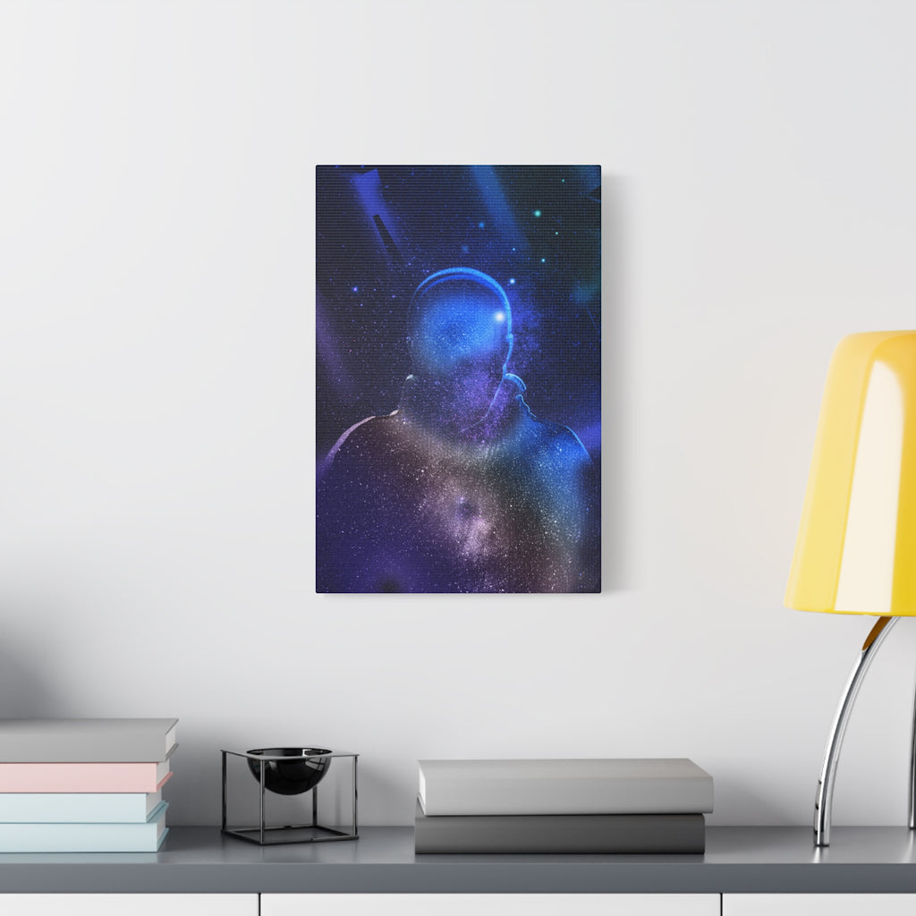 Figure in Space Canvas Wall Art - Cosmic Silhouette Decor