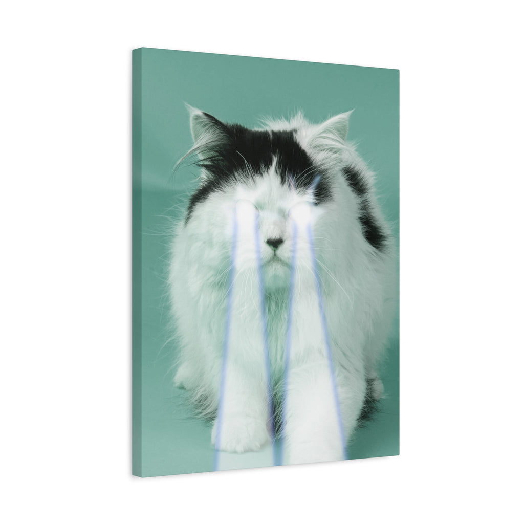 Laser Cat Canvas Wall Art - Funny Sci-Fi Space Feline Decor