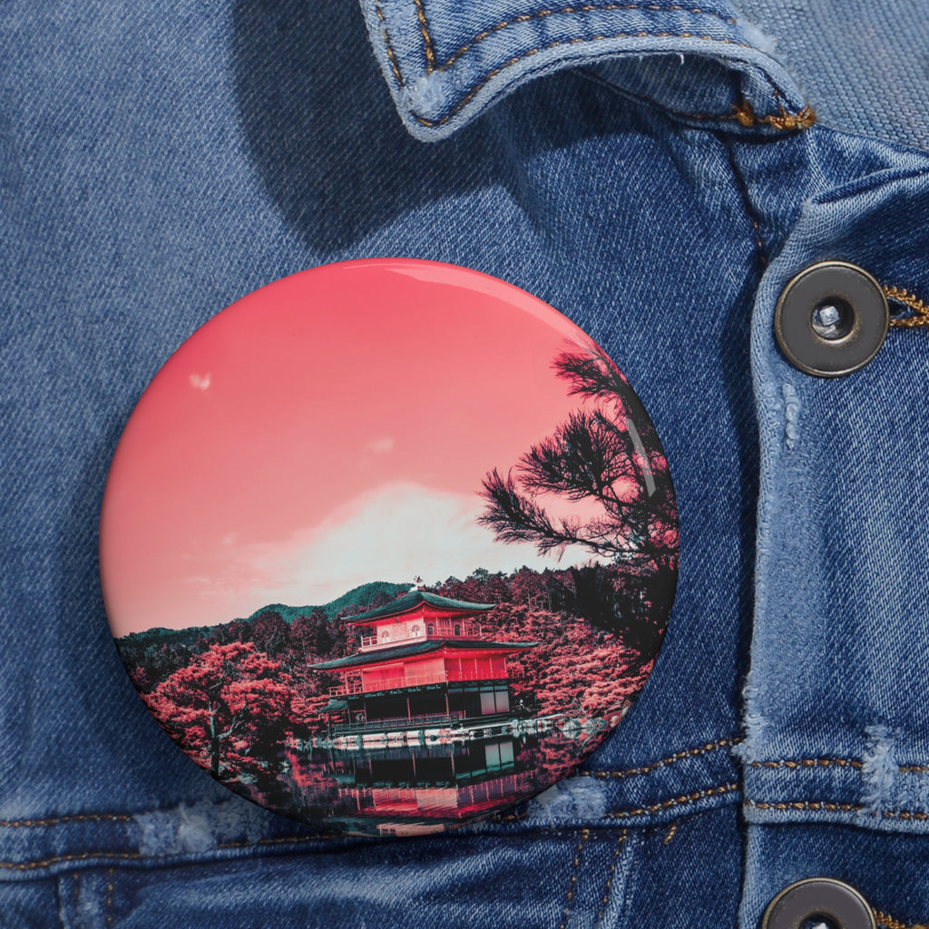 Red Forest Pin - Abstract Landscape Art Button