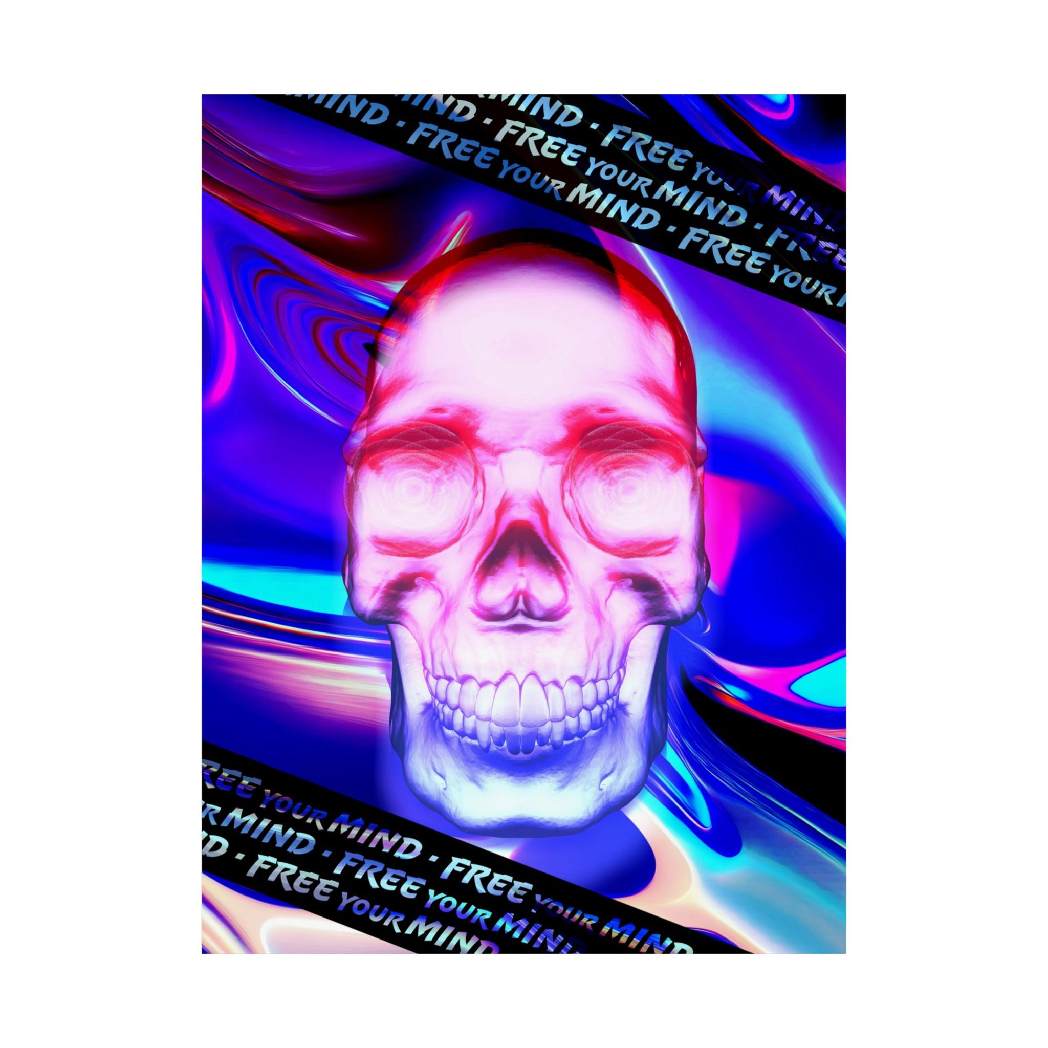 Free Your Mind Skull Poster - Psychedelic Skeleton Art Print