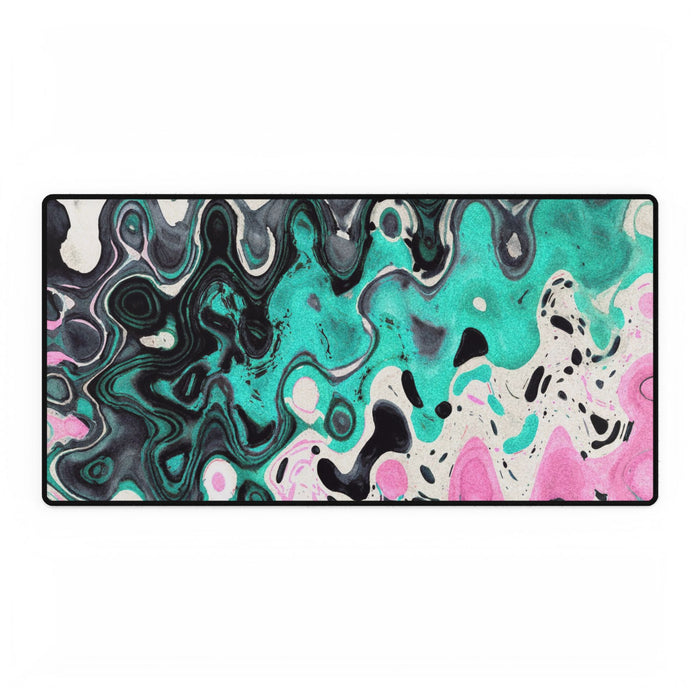 Mint Drip Desk Mat - Psychedelic Abstract Pattern Mouse Pad