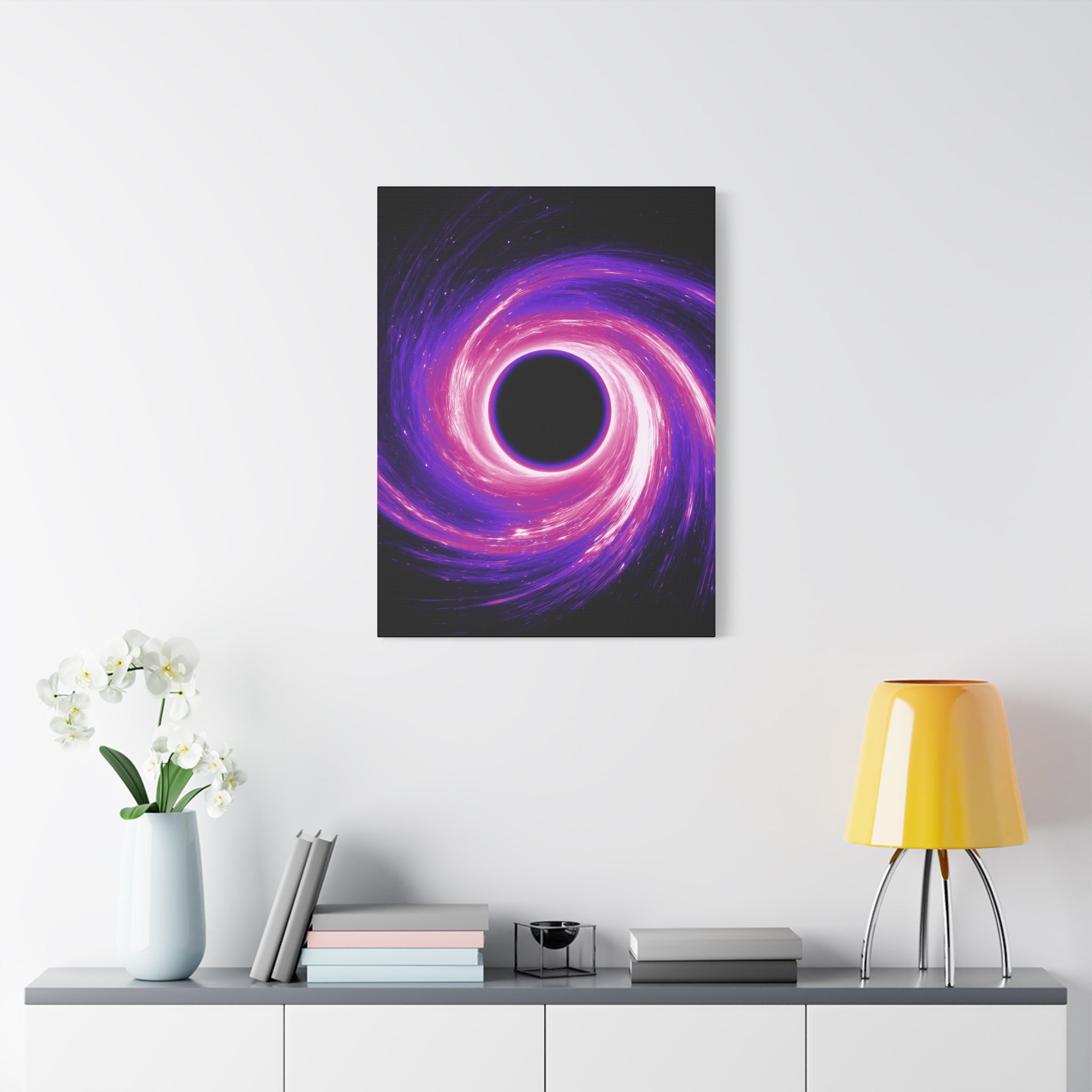Neon Wave Horizon Canvas Wall Art - Retro 80s Cyberpunk Sunset