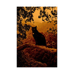 Spooky Cat in Tree Matte Vertical Poster | Premium Quality Art Print for Cat Lovers & Halloween Decor