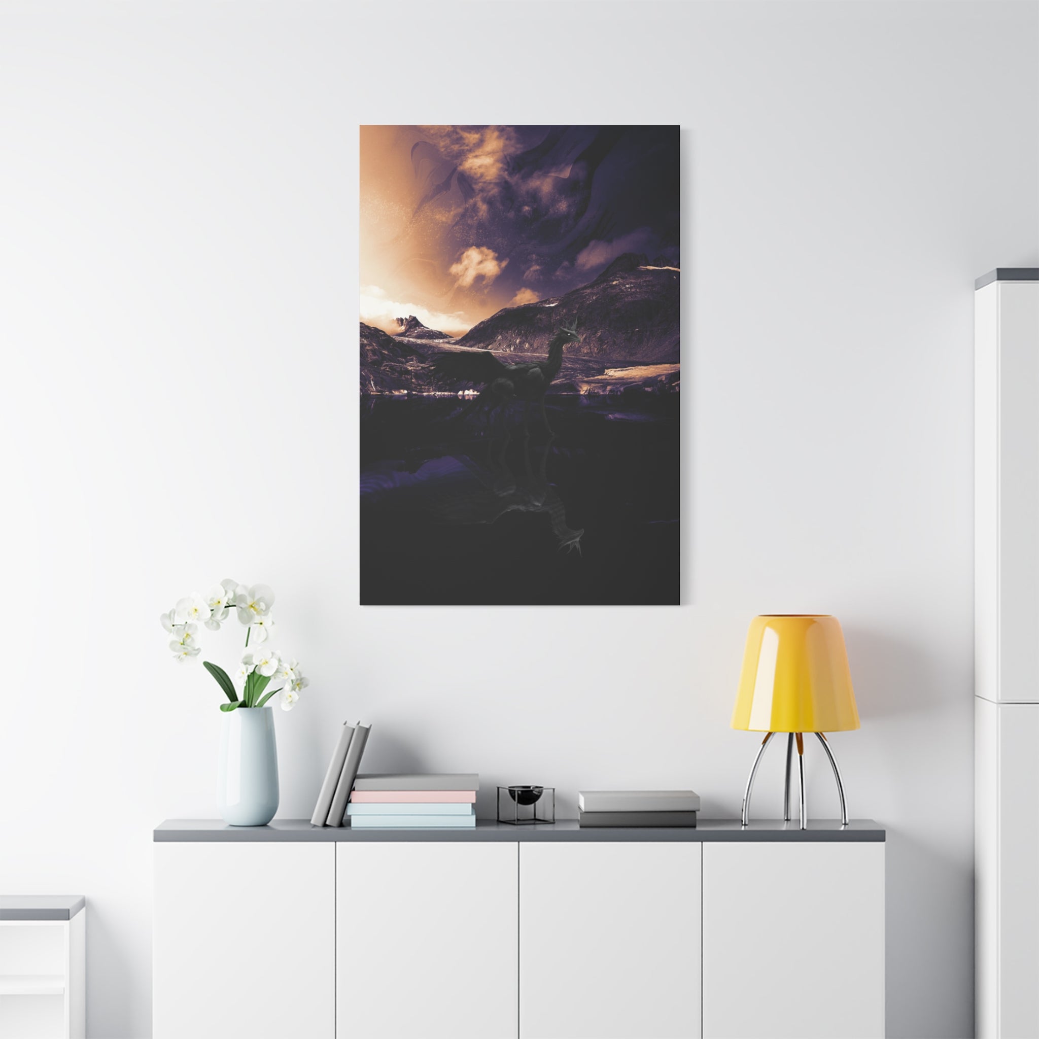 Baby Winged Dragon Canvas Wall Art - Fantasy Creature Decor