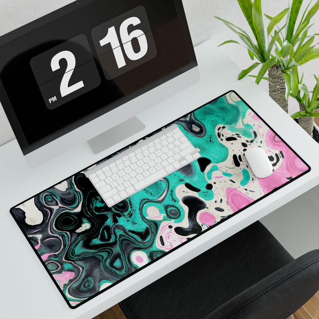 Mint Drip Desk Mat - Psychedelic Abstract Pattern Mouse Pad