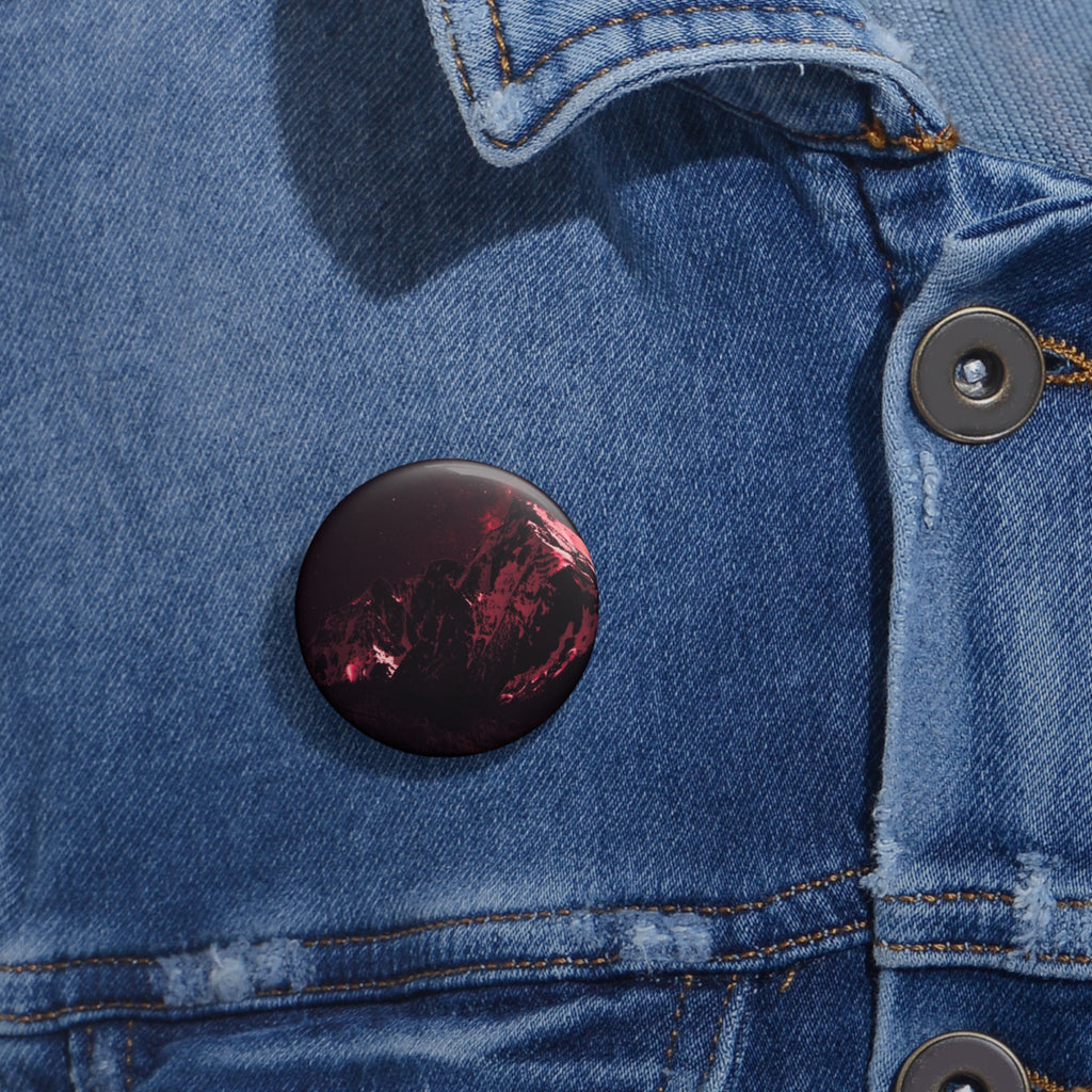 Red Mountain Lake Pin - Nature Landscape Art Button