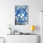 Blue Flame Skull Canvas Wall Art - Gothic Dark Fantasy Decor