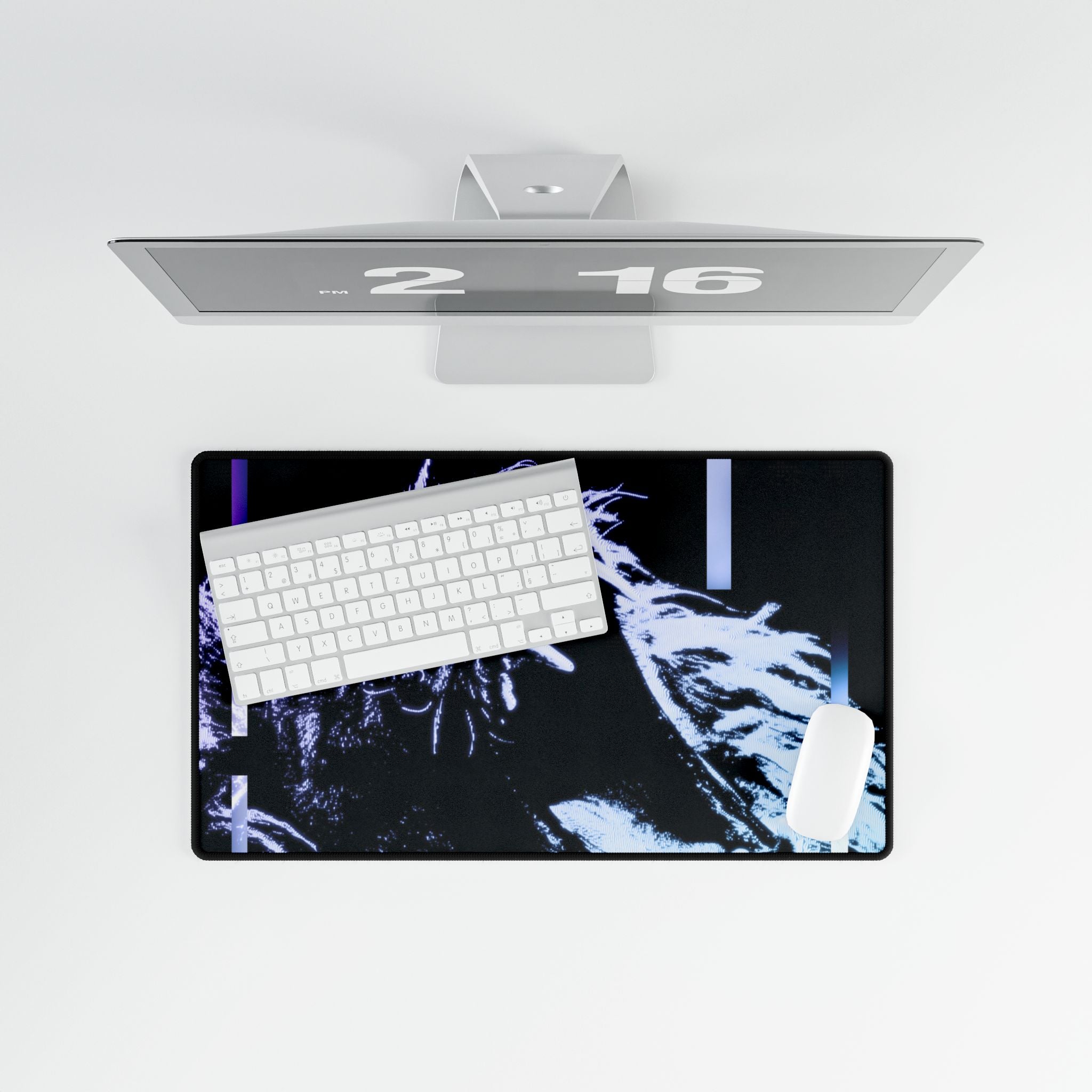CRT Lion Retro Wave Gaming Desk Mat - 80s Synthwave Mouse Pad