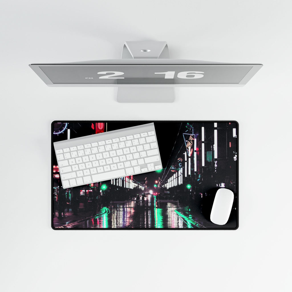 Cyberpunk Slick Street Mouse Pad - Neon Alley Desk Mat