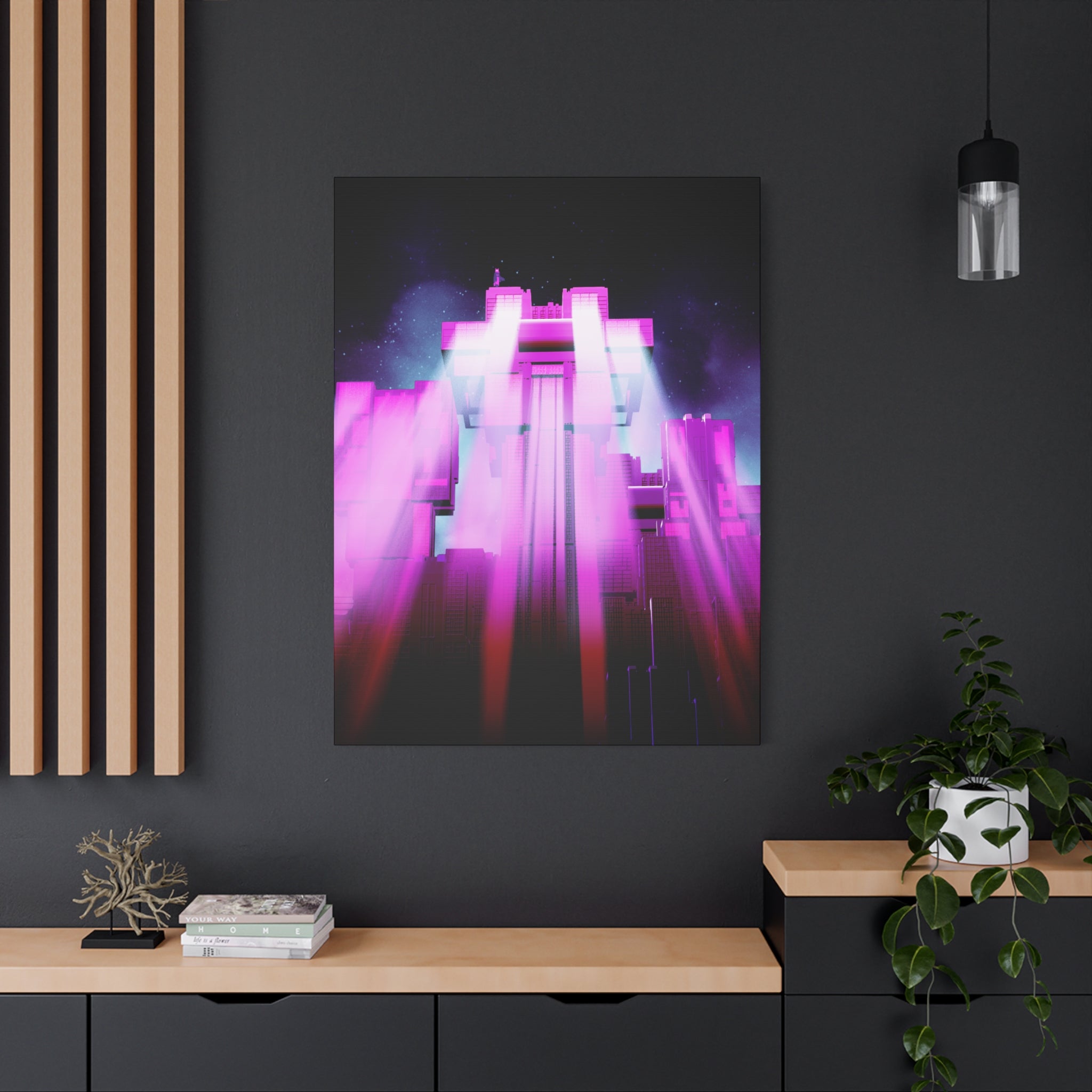 The City of Lights Vibrant Cityscape Canvas Art | Modern Neon Urban Skyline Wall Decor