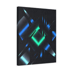 Abstract Techno Blue Canvas Wall Art - Digital Glitch Decor