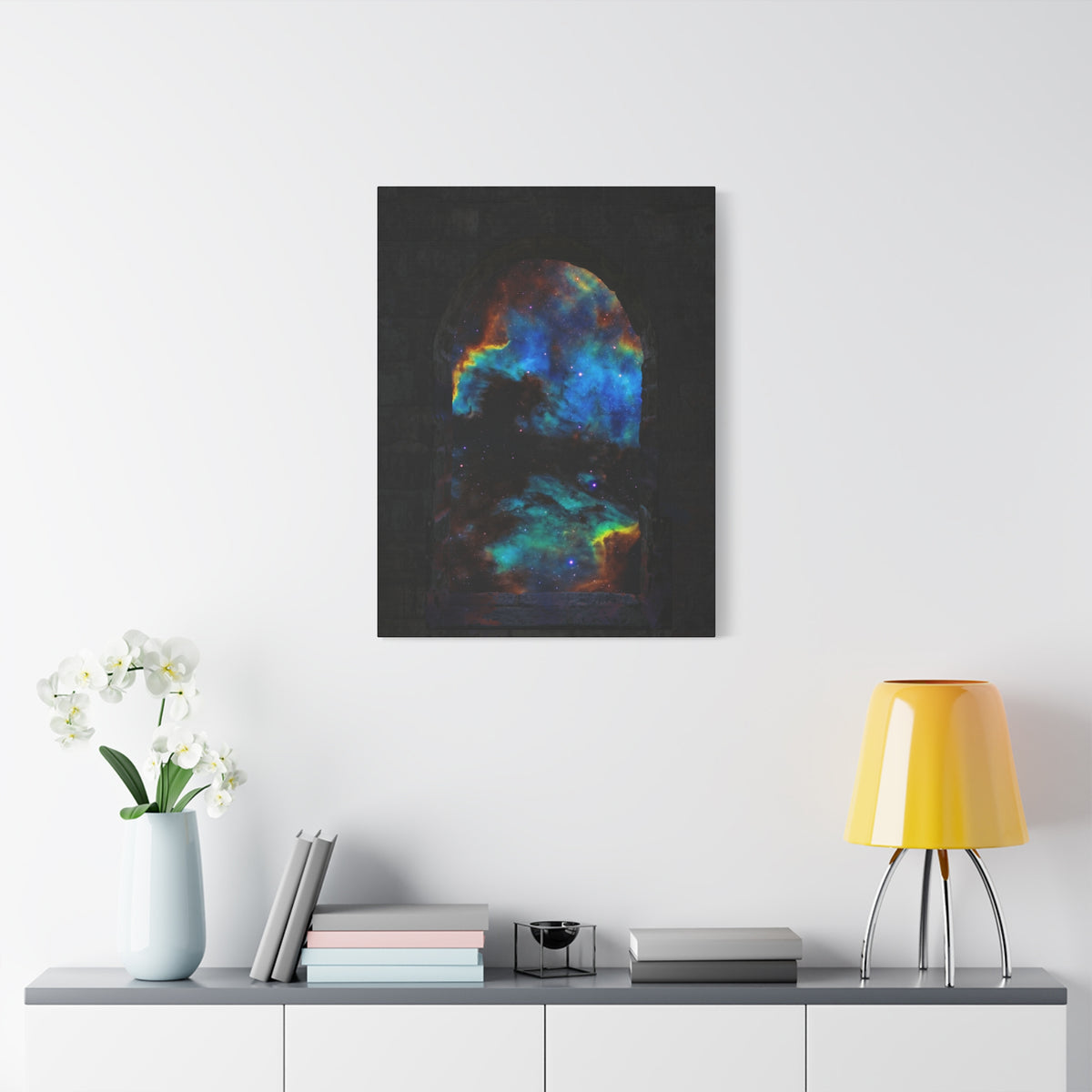 Stellar Castle Window Canvas Wall Art - Galaxy Cosmos Decor