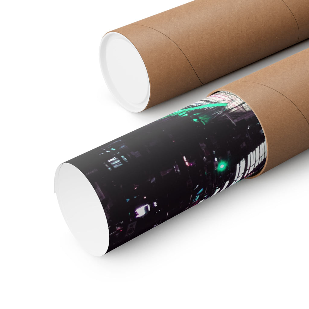 Cyberpunk Slick Street Poster - Neon Alley Art Print