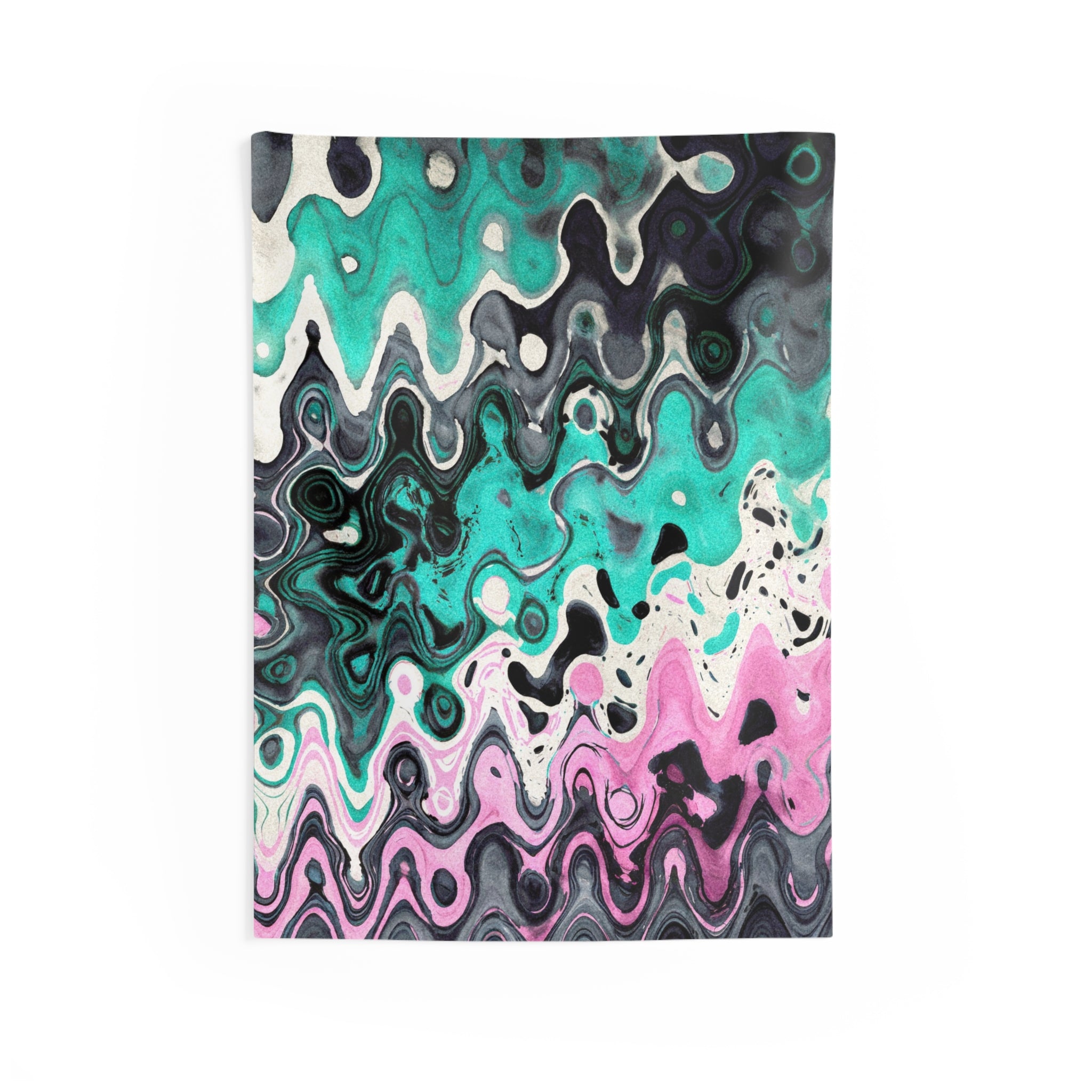 Mint Drip Tapestry - Fluid Abstract Wall Hanging