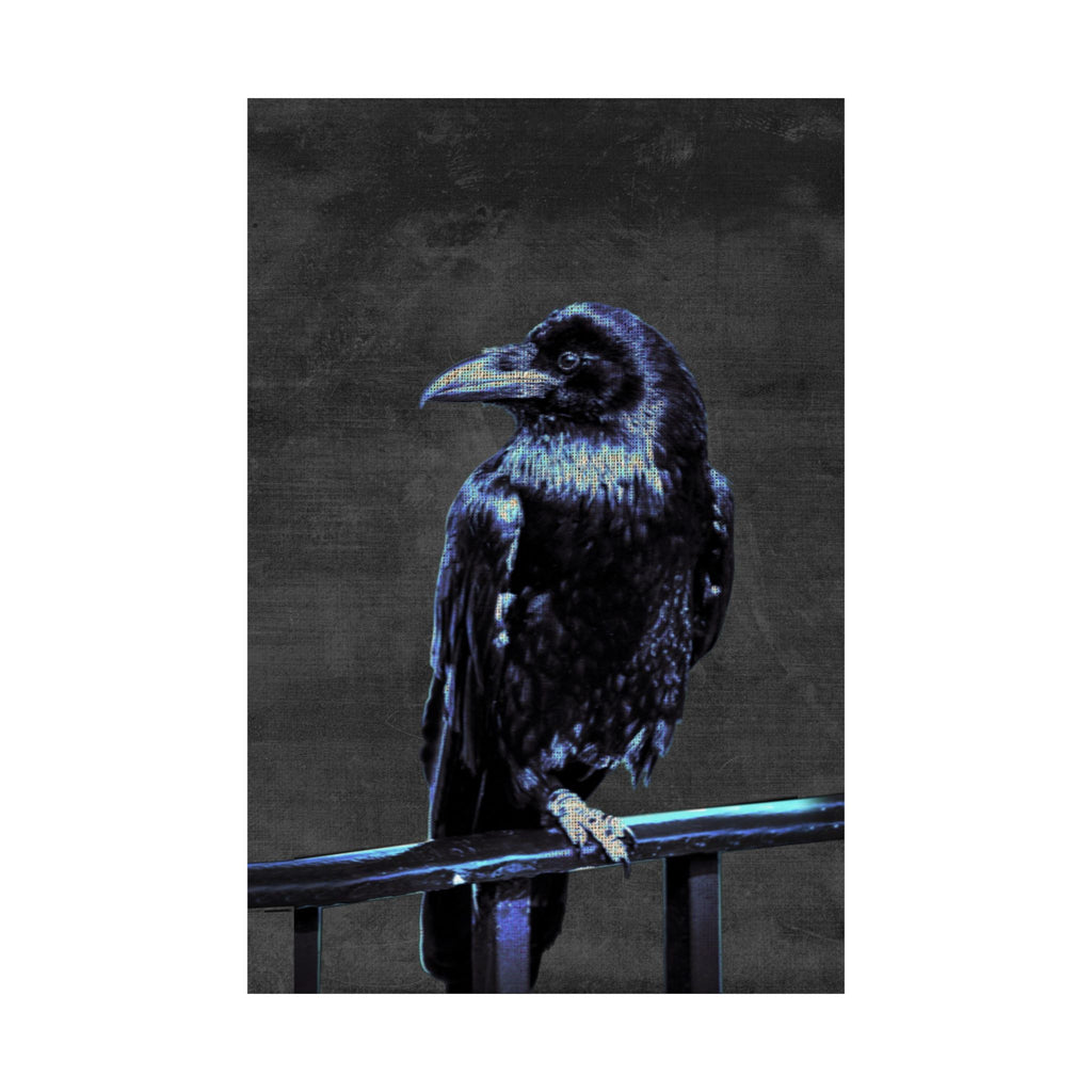 Blue Crow Poster Print - Surreal Raven Bird Art