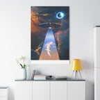 Space Lizards Canvas Wall Art - Lizard Being Abducted Ufo Decor