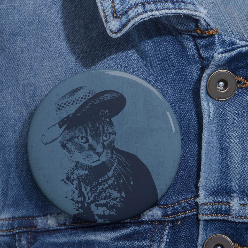 Grey Tabby Kitten Pin - Cute Cat Art Button