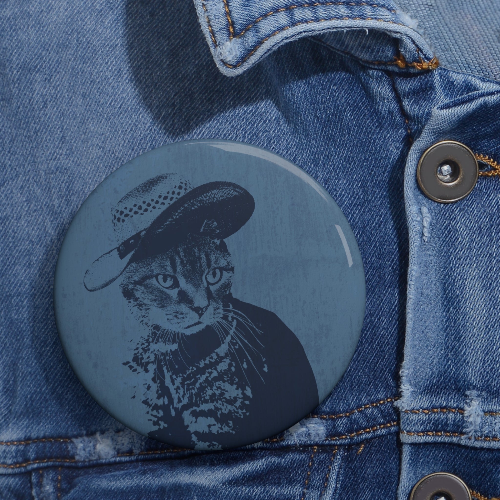 Grey Tabby Kitten Pin - Cute Cat Art Button